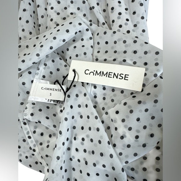 Commense Black Mock Neck Midi Dress Polka Dot Hem Elegant Event Dress NWT Small - Picture 13 of 14